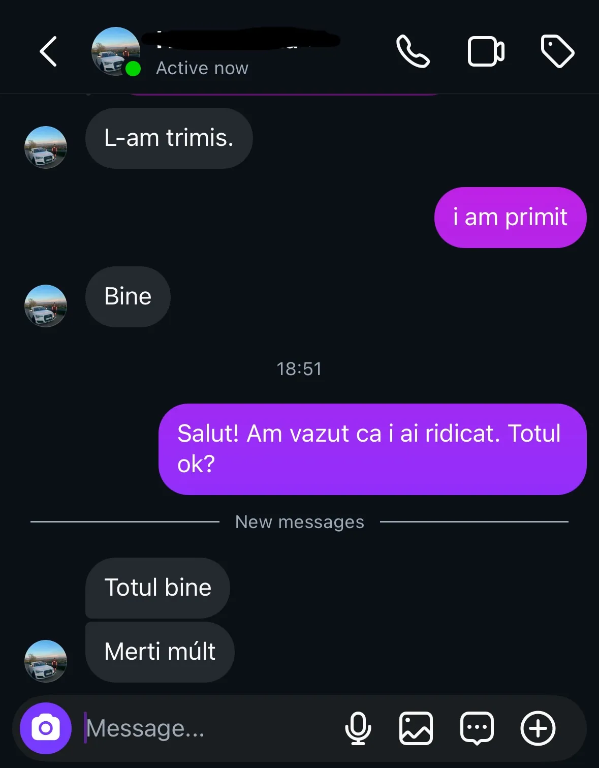 Recenzie reală de la un client Sneaker Dollar — captură din conversație