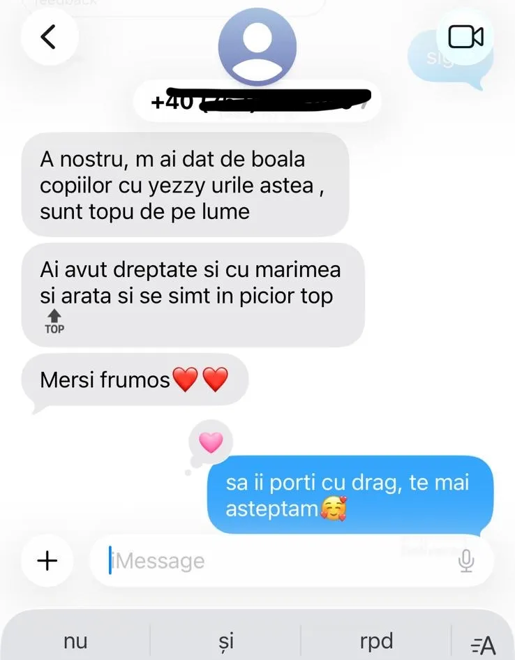 Recenzie de la un client pe Instagram