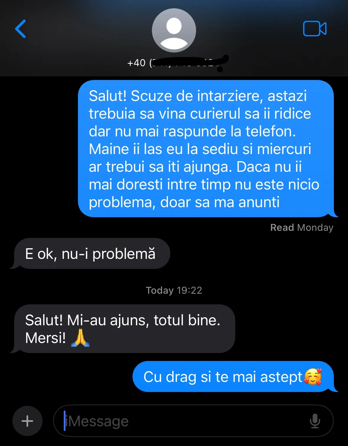 Recenzie de la un client pe Instagram
