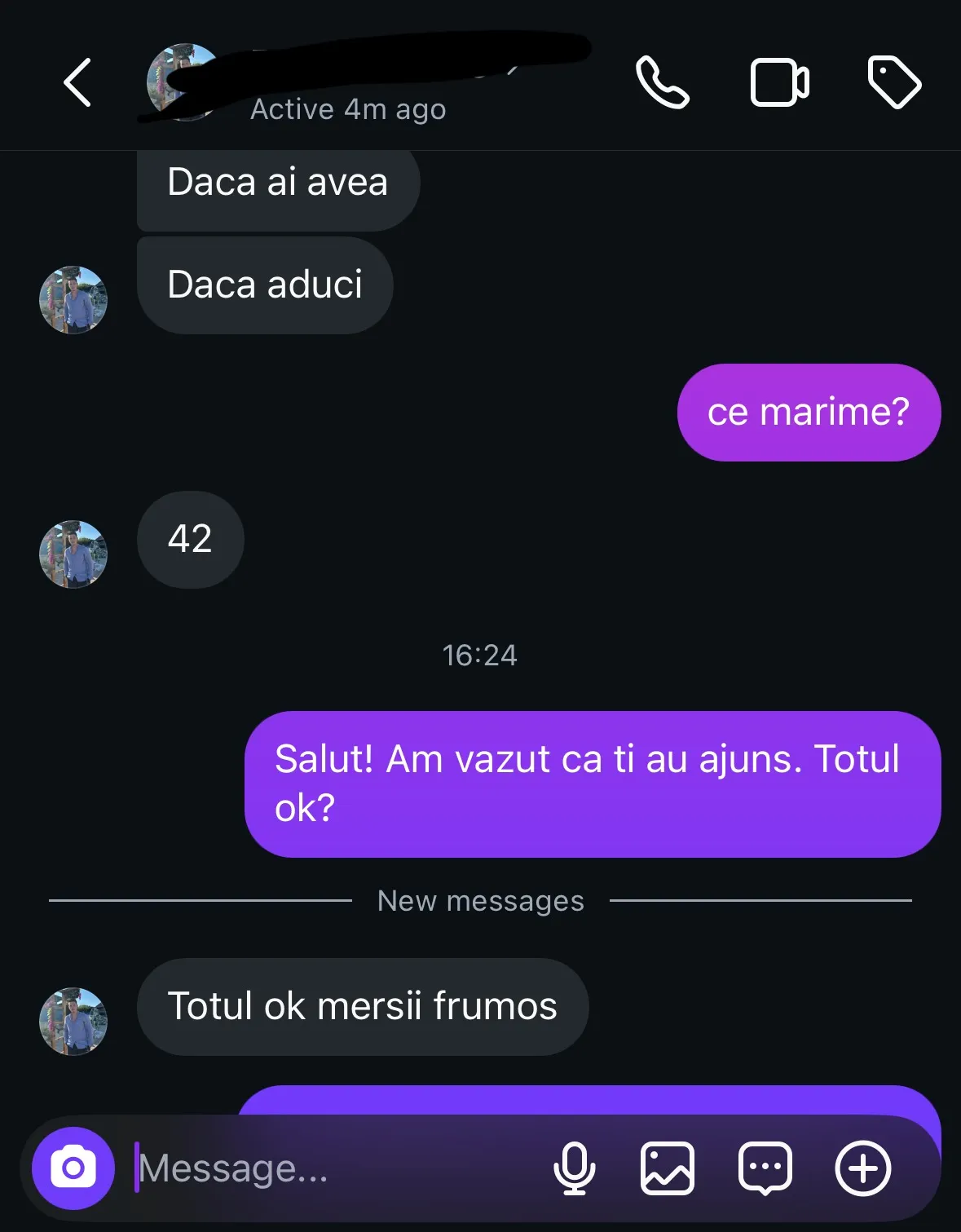 Recenzie de la un client pe Instagram